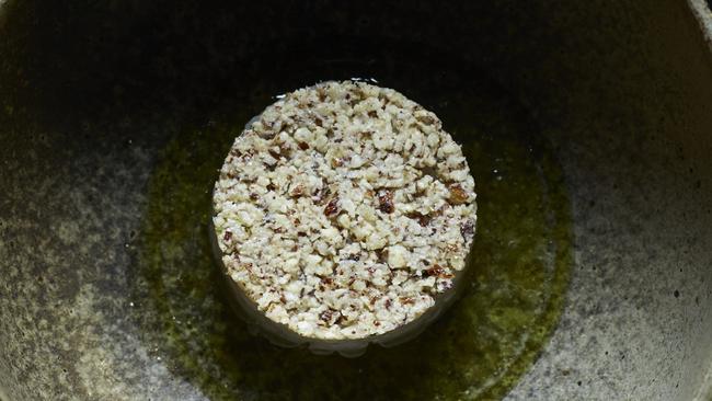 Raw flounder with hazelnut and green almond at Lesa