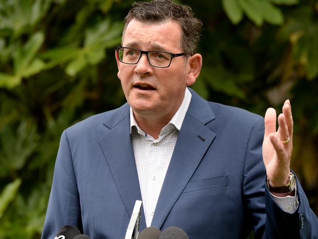 MELBOURNE, AUSTRALIA - NewsWire Photos DECEMBER 21, 2020: Victorian Premier Daniel Andrews speaks at a media conference at the Parliament House gardens. Picture: NCA NewsWire / Andrew Henshaw