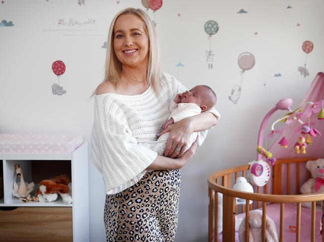 Ms Austin at home with baby Skylah. Picture: Sam Ruttyn