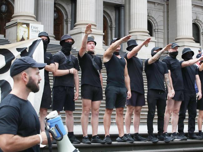 The ludicrous bunch of badly dressed Nazis. Picture: David Crosling