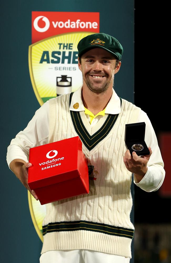 Travis Head with his Man of the Series spoils. Picture: Getty Images