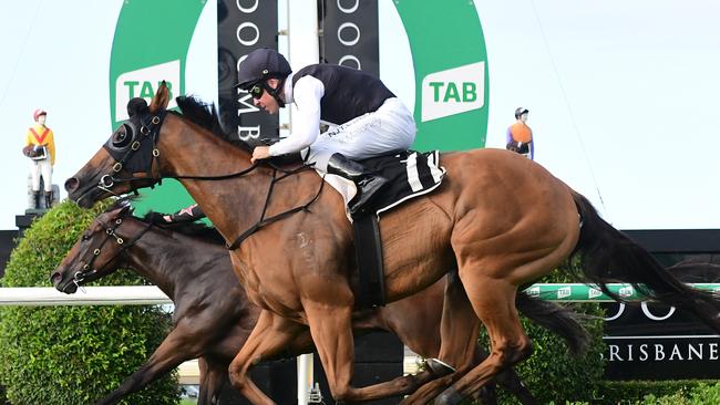 Isotope (ouside) edges out Away Game in the Golde Edition Plate at Doomben. Picture: Trackside Photography