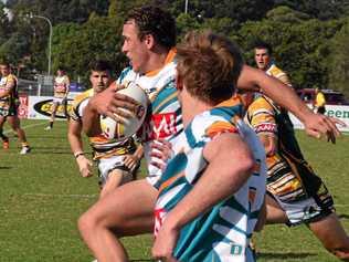 TOUGH RUN: Grafton Ghosts’ centre Dylan Collett tries to break through for North Coast Dolphins in the clash against Northern Rivers at Geoff King Motors Oval. Picture: Emily Burley
