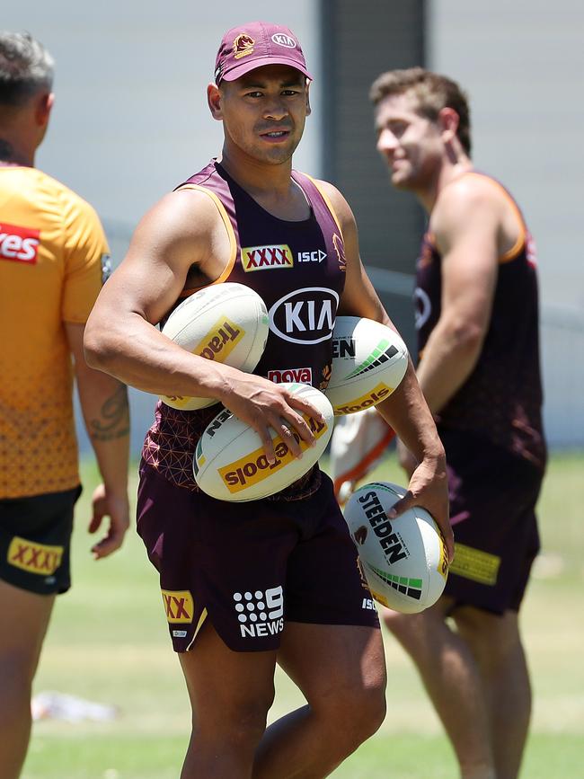 Jamayne Isaako has consistently trained at fullback in pre-season for the Broncos. Picture: Liam Kidston