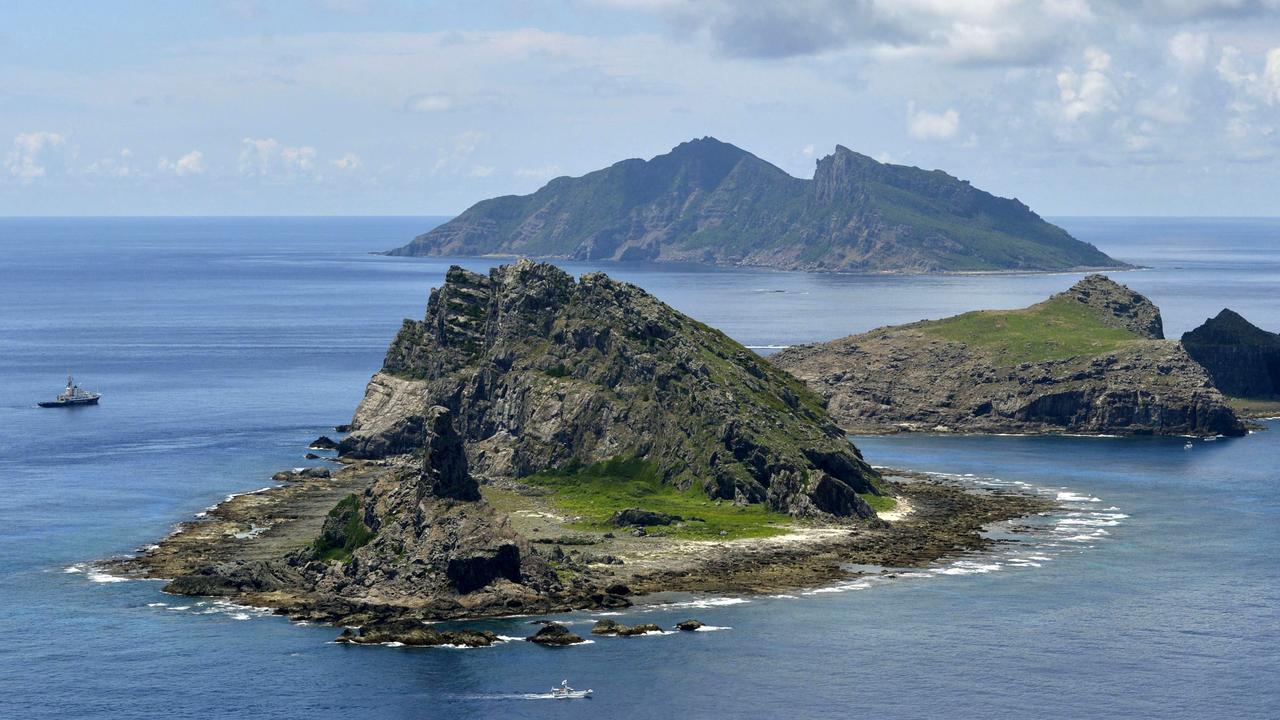 The survey ship Koyo Maru sails around the tiny islands in the East China Sea, called Senkaku in Japanese and Diaoyu in Chinese, September 2012. Picture: Kyodo News/AP