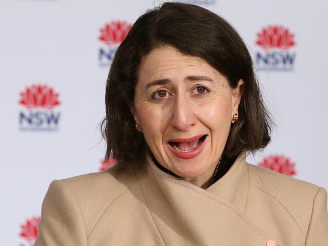 NSW Premier Gladys Berejiklian at today’s a press conference. Picture: Getty Images