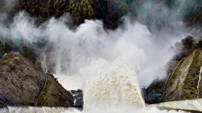 Hydro dams, the Reece Dam spillway, situated on the West Coast of Tasmania.