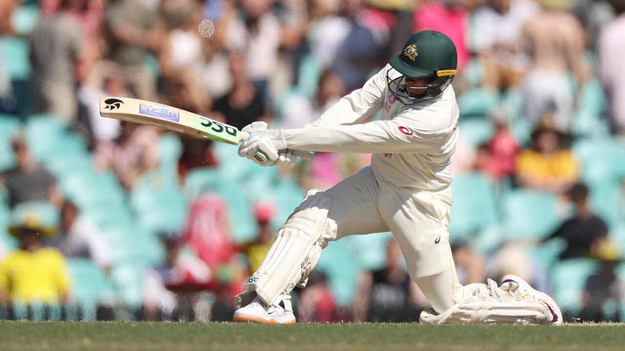 Usman Khawaja made his 10th Test century. Picture: Cameron Spencer