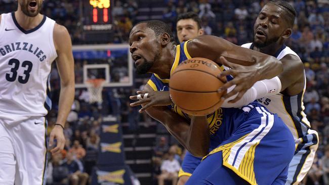 Kevin Durant was also given his marching orders during the clash with the Grizzlies. Picture: AP