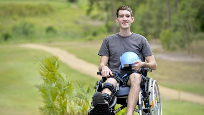 Constable Peter McAulay on the mend at Charity Golf Day at Sandy Gallop Golf Club last year. Constable McAulay was critically injured in September after a hit and run in Ipswich. Two teenagers were charged with attempted murder. Photo: Cordell Richardson.