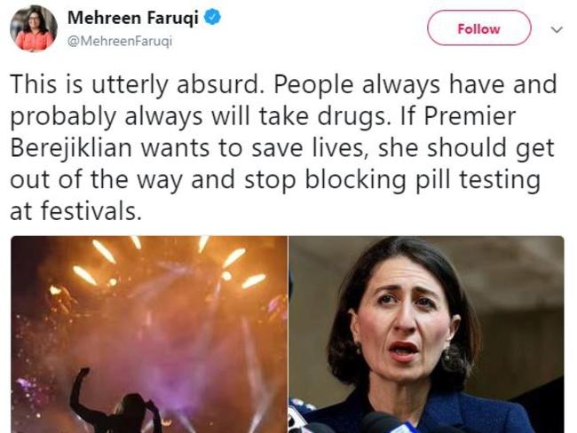 Greens Senator Mehreen Faruqi tweeted this. Picture: Twitter