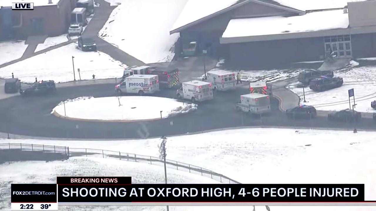 The shooting occurred at Oxford, 50km north of Detroit. Picture: Fox 2 Detroit