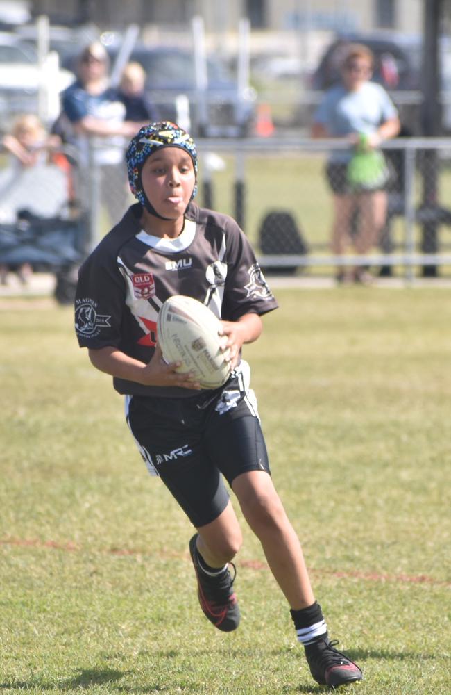 Libaan Hajiyussuf in the Magpies and Bulldogs White clash in the RLMD U11 Mixed division at RLMD Fields, August 7, 2021. Picture: Matthew Forrest