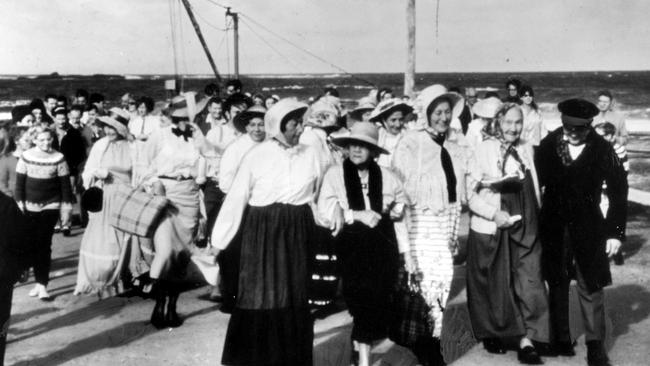 Pitcairner descendants in period costume celebrate Bounty Day in 1979.