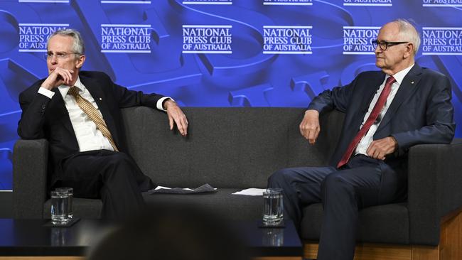 Superpower Institute founders Rod Sims, left, and Ross Garnaut. Picture: NewsWire / Martin Ollman