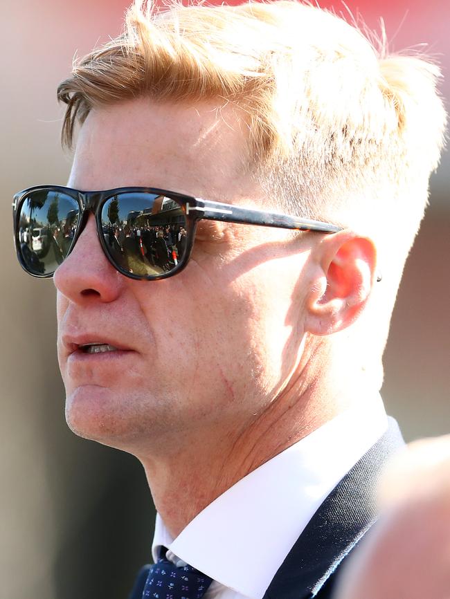 Nick Riewoldt arriving at the funeral. Picture: Kelly Defina/Getty Images