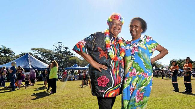 South Sea Islander leader Marion Healy is passioante about her culture and community. Pictured with Rosaline Bourne on Naidoc Day. Picture: Stuart Quinn