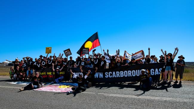 A protest against the Perdaman urea plant on WA’s Burrup Peninsula. Picture: Nancye Miles-Tweedie