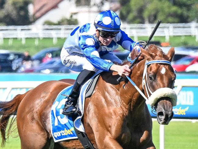 Hughes ridden by Logan Bates wins the Jack Elliott Handicap at Caulfield Racecourse on April 05, 2025 in Caulfield, Australia. (Photo by Reg Ryan/Racing Photos via Getty Images)