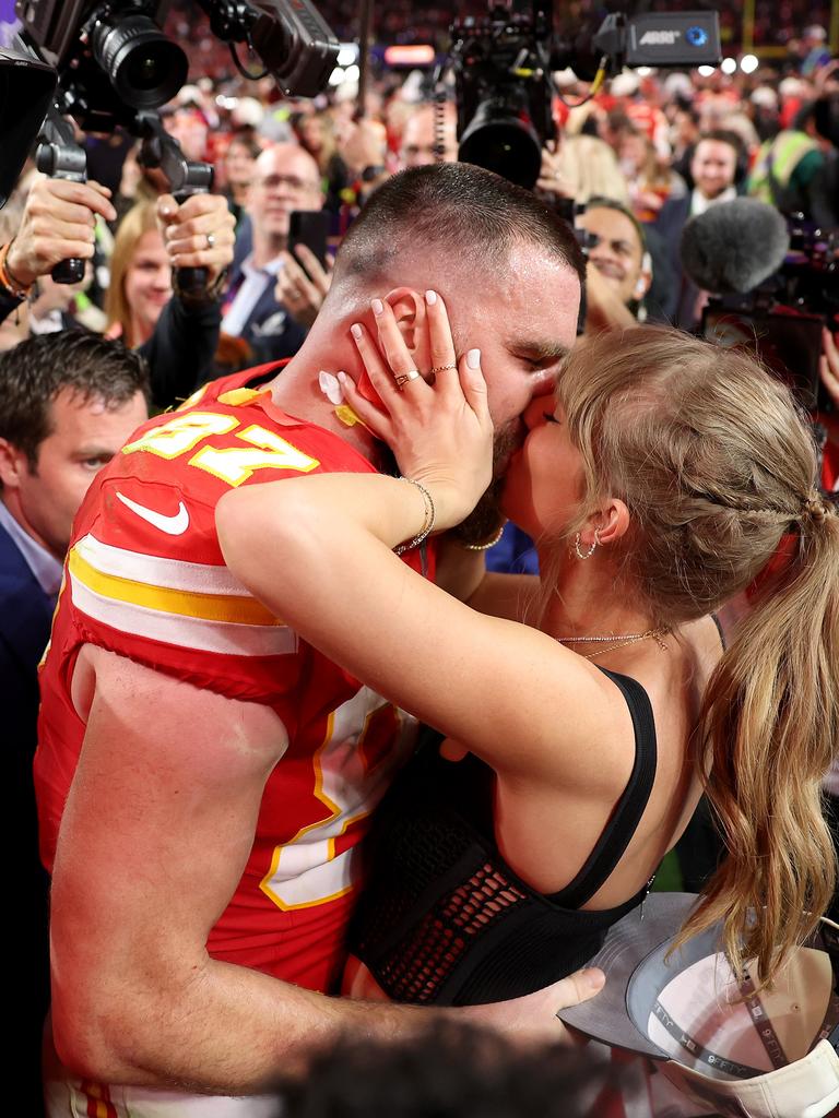 Travis Kelce and Taylor Swift’s love story has made the NFL even more compelling. (Photo by Ezra Shaw/Getty Images)