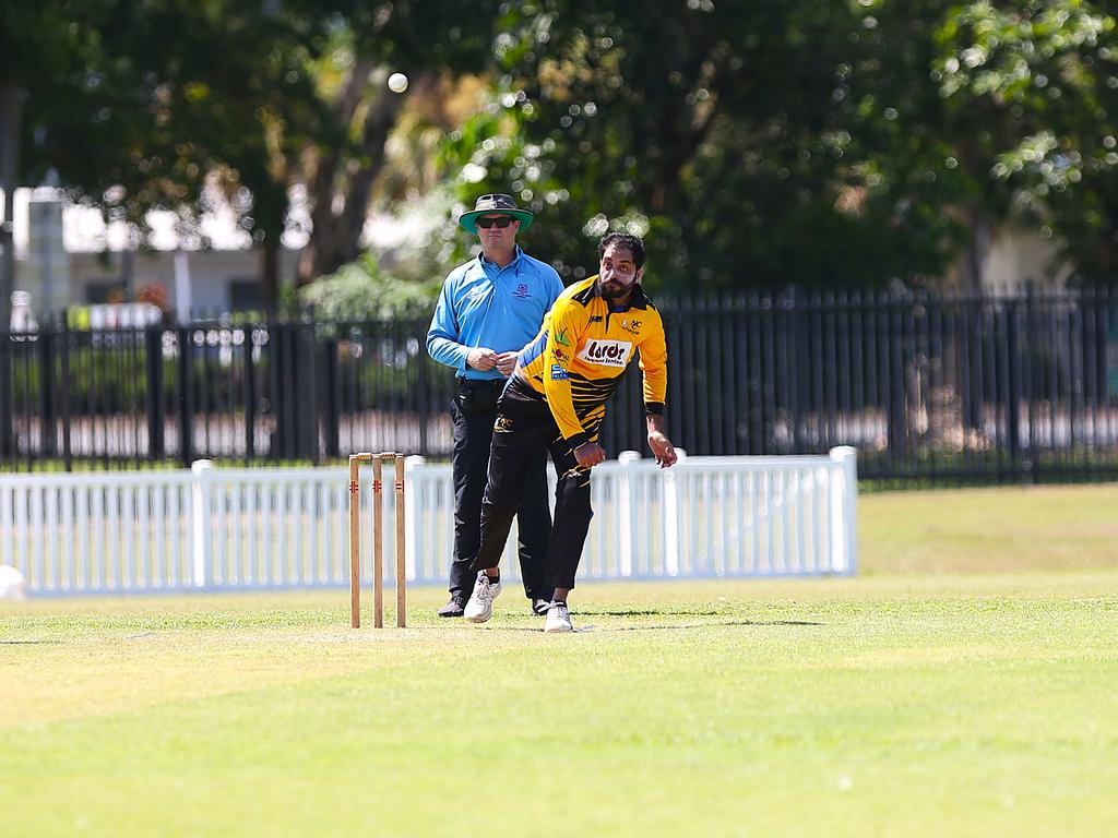 Norths Spicy Bite v Mulgrave Punjabi at Griffiths Park. Cricket Far North Second grade 2025. Photo: Gyan-Reece Rocha.