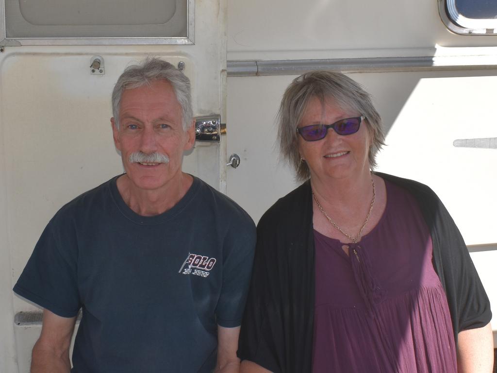 John and Dianne Adams next to their lovely caravan at Leyburn (Photo: Michael Hudson / Warwick Daily News)