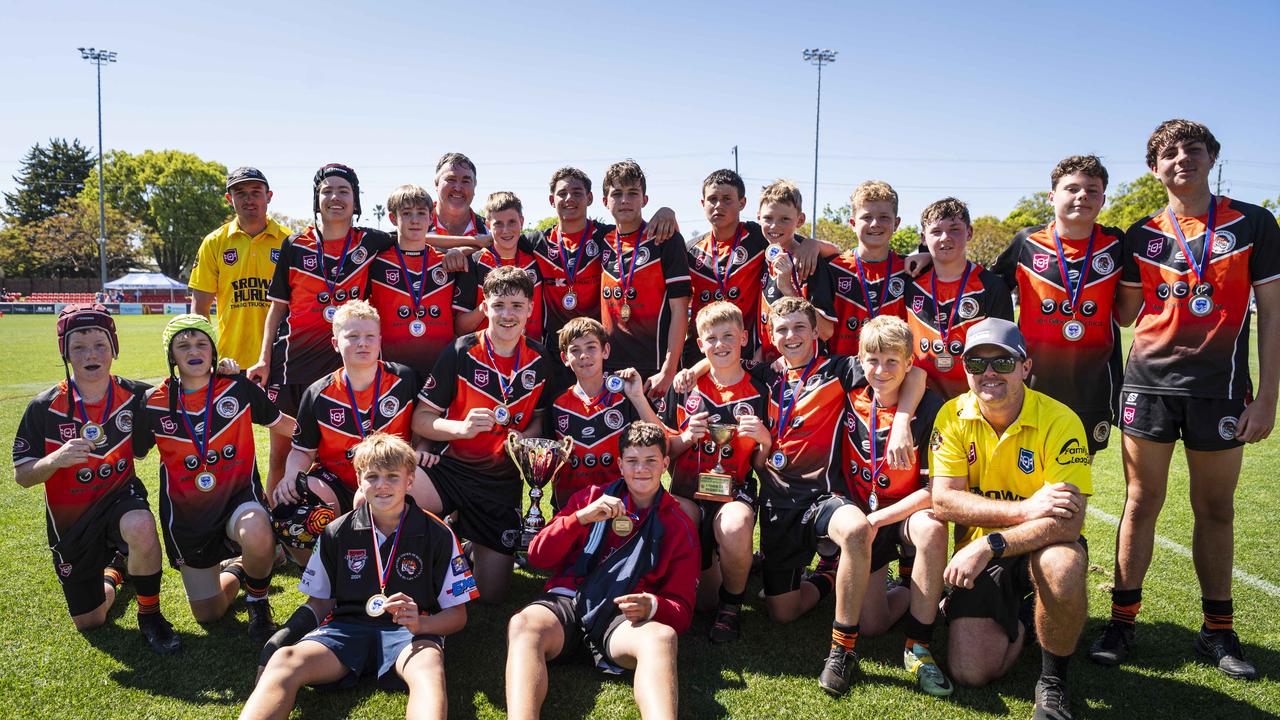 Southern Suburbs are Toowoomba Junior Rugby League U13 Premiers after defeating Highfields in the grand final at Toowoomba Sports Ground, Saturday, September 7, 2024. Picture: Kevin Farmer