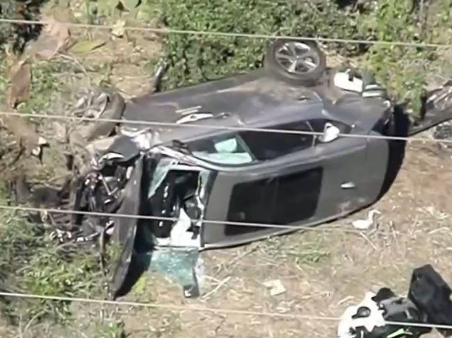 Golf superstar Tiger Woods had to be extricated from his car with the jaws of life and rushed to hospital with major injuries after a horror rollover in Los Angele, Picture: nbcnews