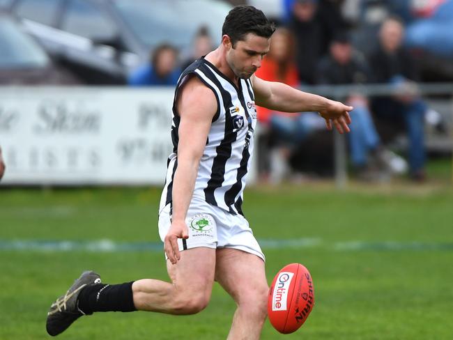 Michael Mannix of Wallan is seen in action during the RDFL grand final, Sunbury, Sunday, September 15, 2019. RDFL footy grand final: Rupertswood v Wallan. (AAP Image/James Ross) NO ARCHIVING