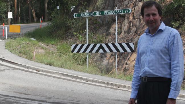 Division One Councillor Derek Swanborough at the works on Tamborine Mountain Rd. Picture: File