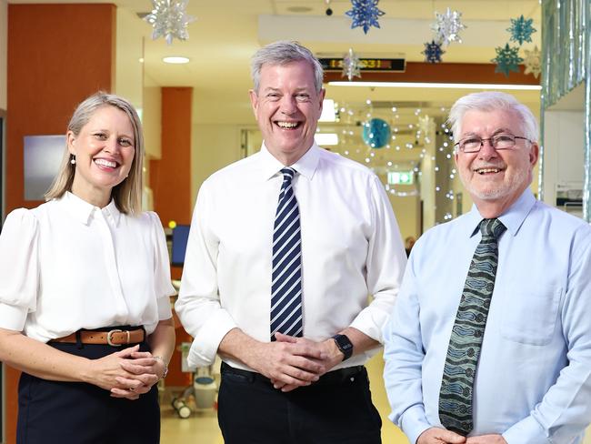 Queensland Health Minister Tim Nicholls has visited the Cairns Hospital as part of his regional tour of public health facilities. Member for Barron River Bree James, Queensland Health Minister Tim Nicholls and Member for Mulgrave Terry James take a tour of the Cairns Hospital's surgical south ward. Picture: Brendan Radke