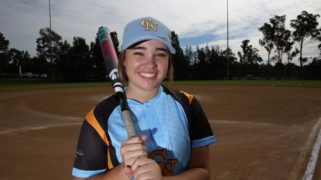 Junior Sports Star Emily Paull pictured at the Softball Centre at Blacktown International Sportspark. Pictures: Carmela Roche