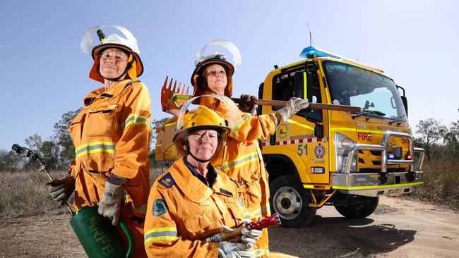 Rural firefighters Cathie Hodge, 67, Jenny Swanson, 65, and Toni Melrose, 57. Picture: Liam Kidston