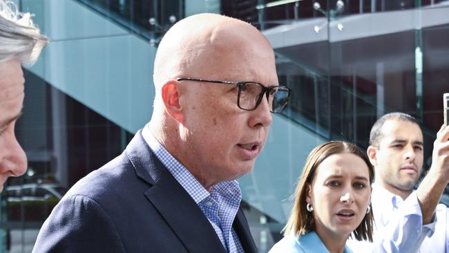 Peter Dutton copped abuse from Noel Pearson for his opposition to the voice. Picture: Martin Ollman