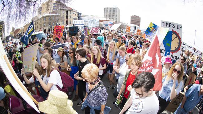 Climate strike rally in Hobart. Picture: RICHARD JUPE