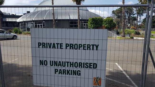 Ryman Healthcare signage is now visible at the fenced off Daiseys Hotel site in Ringwood East. Picture: Kiel Egging.