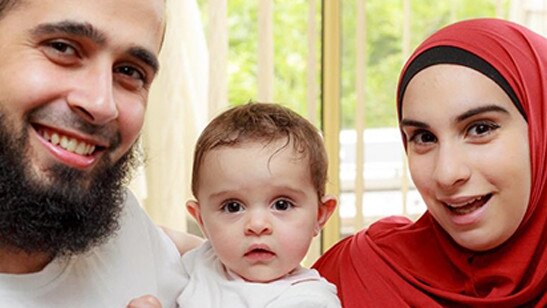 Mariam Dabboussy with her husband Kaled Zahab and their child. Picture: ABC