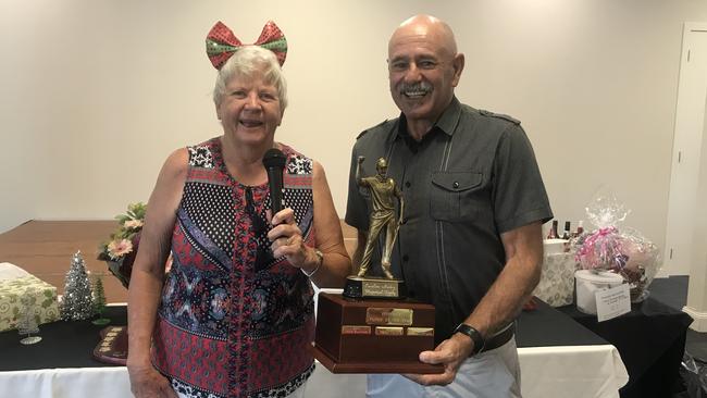 President Kathryn Borer presenting Ken Granger with the Caroline Awdry Perpetual Trophy.