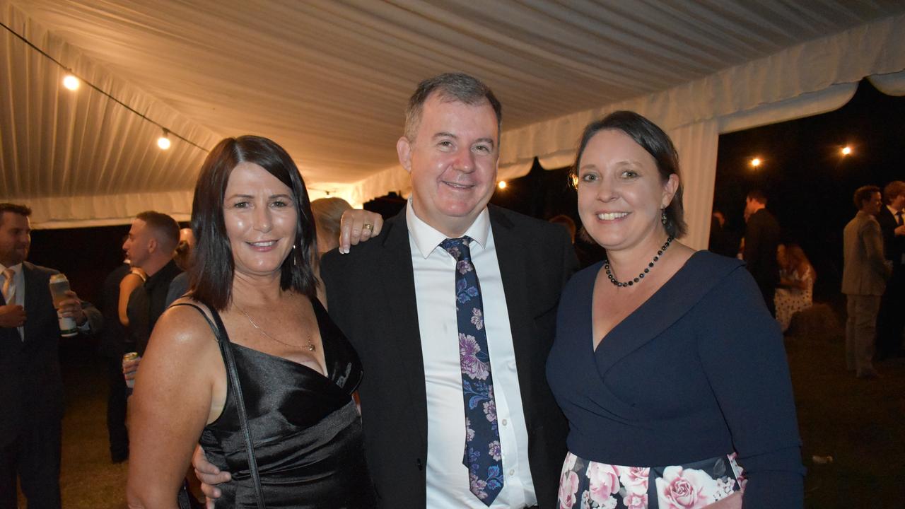 Jo Mcgregor of Cannonvale, and Chris and Kerri Gill of Cannonvale at the 2021 Proserpine Show Ball. Picture: Kirra Grimes.