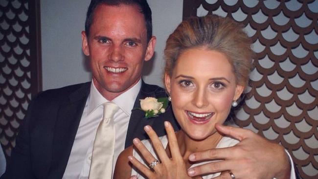 Kimberley Busteed with her husband Chris on their wedding day in 2014