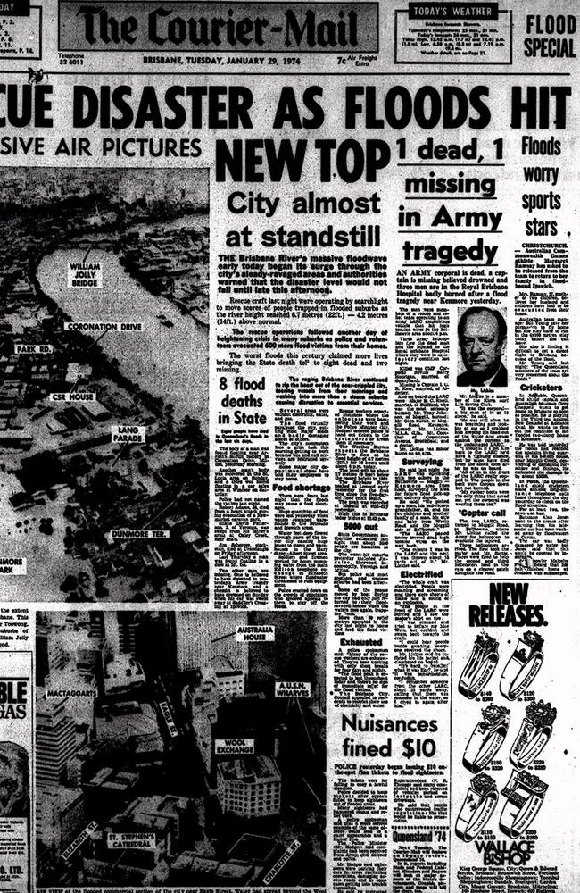 The <span id="U61629587093Fd" style="font-weight:normal;font-style:italic;">Courier Mail</span> front page on January 29, 1974