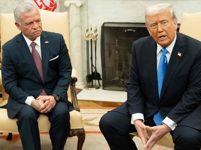 US President Donald Trump (R) meets with King Abdullah II of Jordan during a meeting in the Oval Office of the White House in Washington, DC, on February 11, 2025. (Photo by SAUL LOEB / AFP)