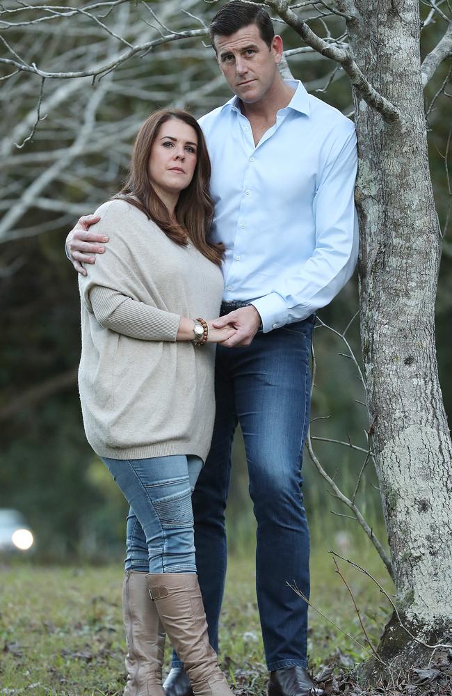 Emma Roberts-Smith posing with her then husband after the publication by Nine newspapers of a story alleging he punched a woman he was having an affair with. Picture: Lyndon Mechielsen/The Australian