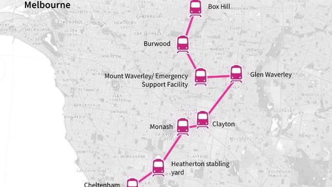 A render of the Suburban Rail Loop. Picture: Supplied