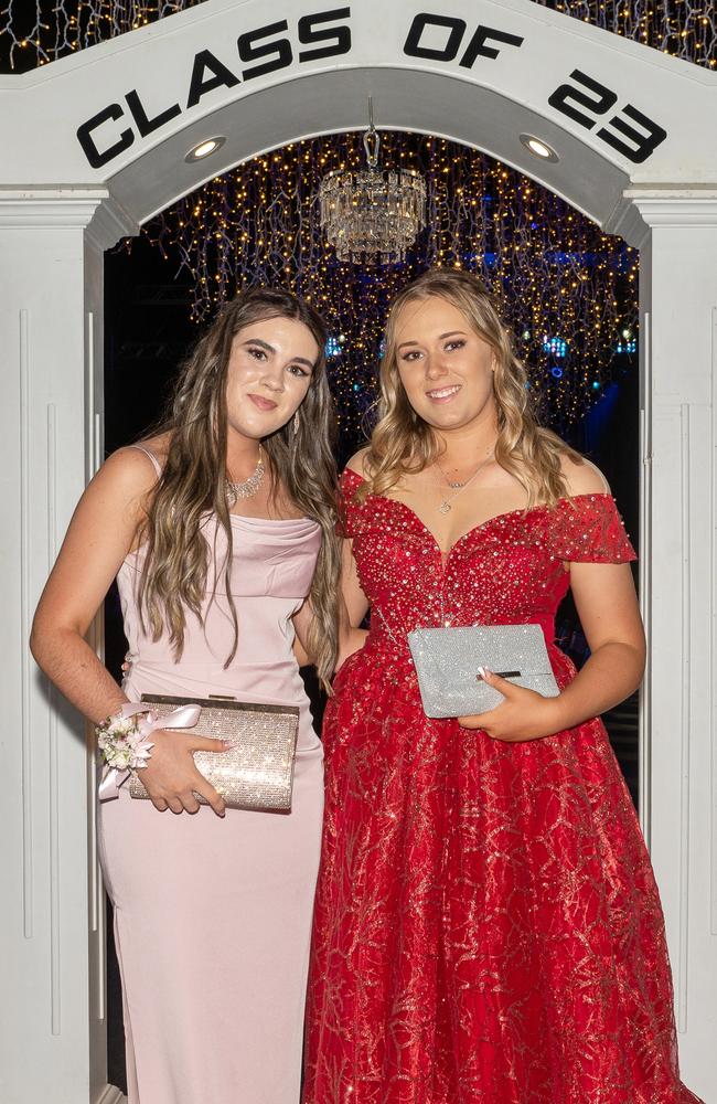 Kaitlyn Pollock and Maggie Parkes at Mackay Christian College Graduation dinner, Thursday 16 November 2023 Picture:Michaela Harlow