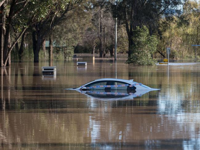 SYDNEY, AUSTRALIA - NewsWire Photos, June 08, 2024. A car submerged under floodwater from the swollen Hawkesbury River, in north Richmond Sydney:   Picture: NewsWire / Flavio Brancaleone