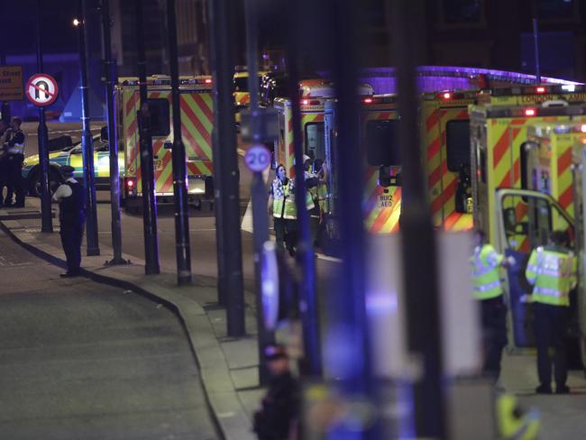 Emergency personnel on London Bridge. Picture: Dominic Lipinski/PA via AP