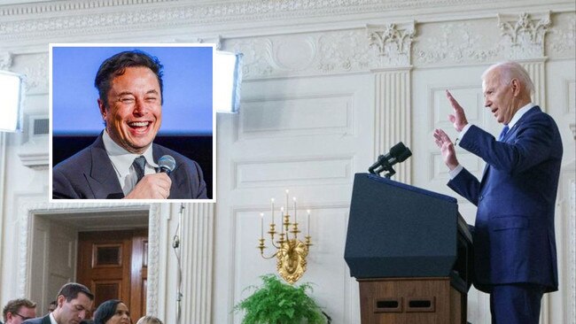 Joe Biden calls for federal investigation of Elon Musk over 'relationships with other countries'. Picture: Carina Johansen / NTB / AFP; Mandel Ngan / AFP