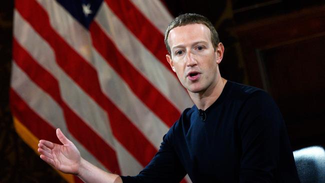 Mark Zuckerberg was pilloried for displaying a post from Donald Trump last month about the protests over George Floyd’s deaths. Picture: AFP