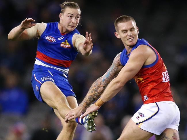 AFL Round 8. 12/05/2018.  Western Bulldogs v Brisbane Lions at Etihad Stadium.  Western Bulldogs Mitch Honeychurch   . Pic: Michael Klein